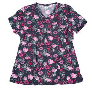 Cherokee Womens Scrub Top Size Large Breast Cancer Awareness Nurse Hospital